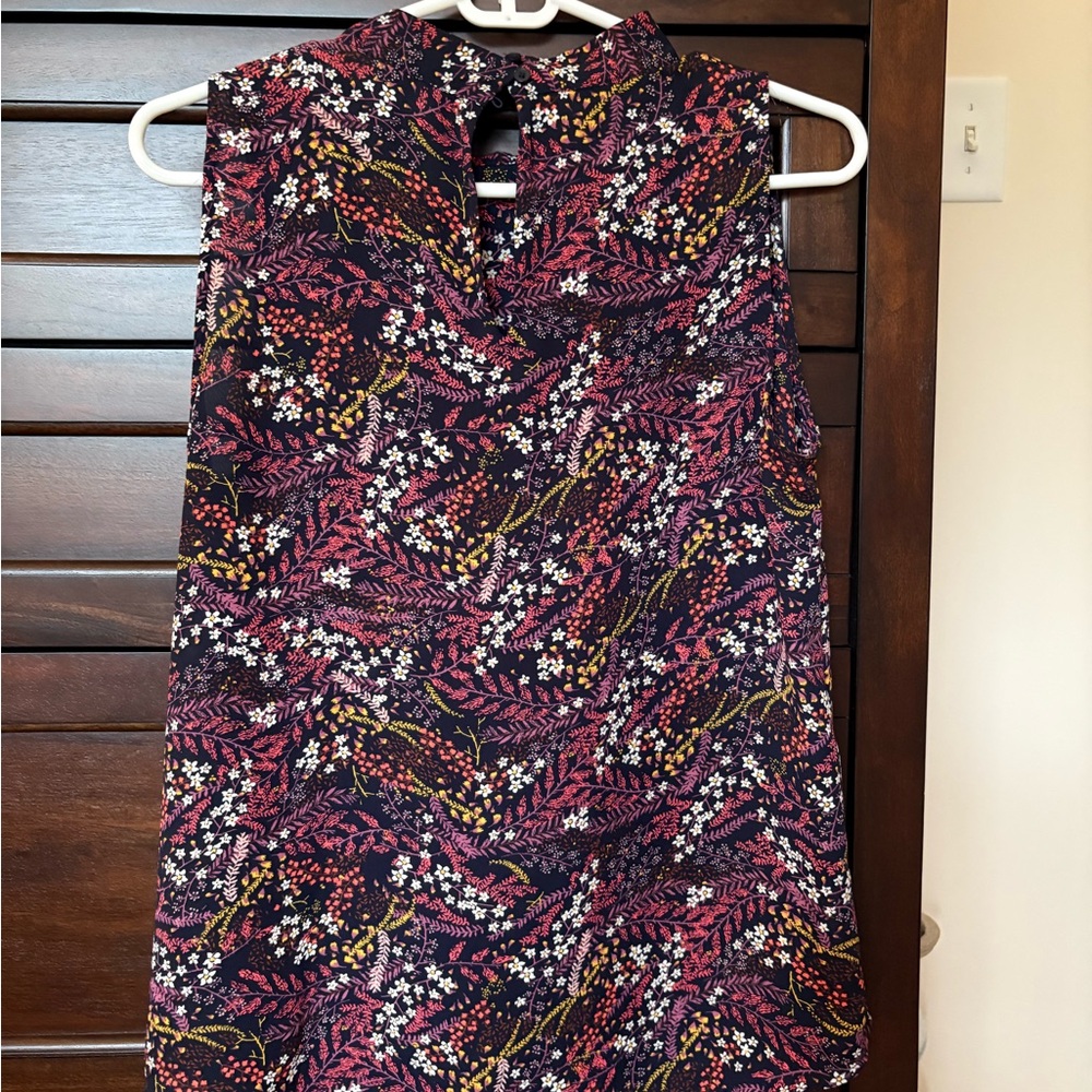 LOFT Floral Sleeveless Blouse - Black, Red, White